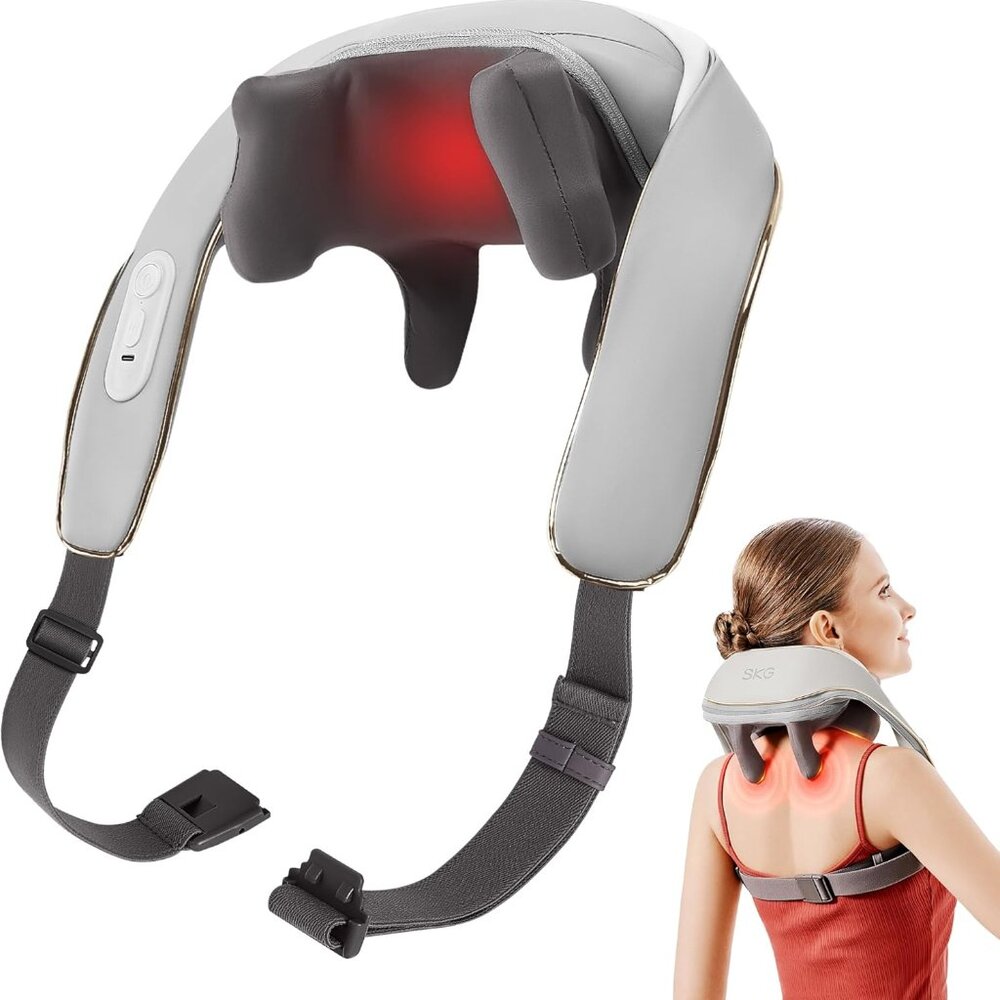 SKG Neck Massager for Pain Relief Deep Tissue 6D Kneading with Heat H5 Mini
